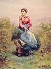 Daniel Ridgway Knight Gathering Leaves painting